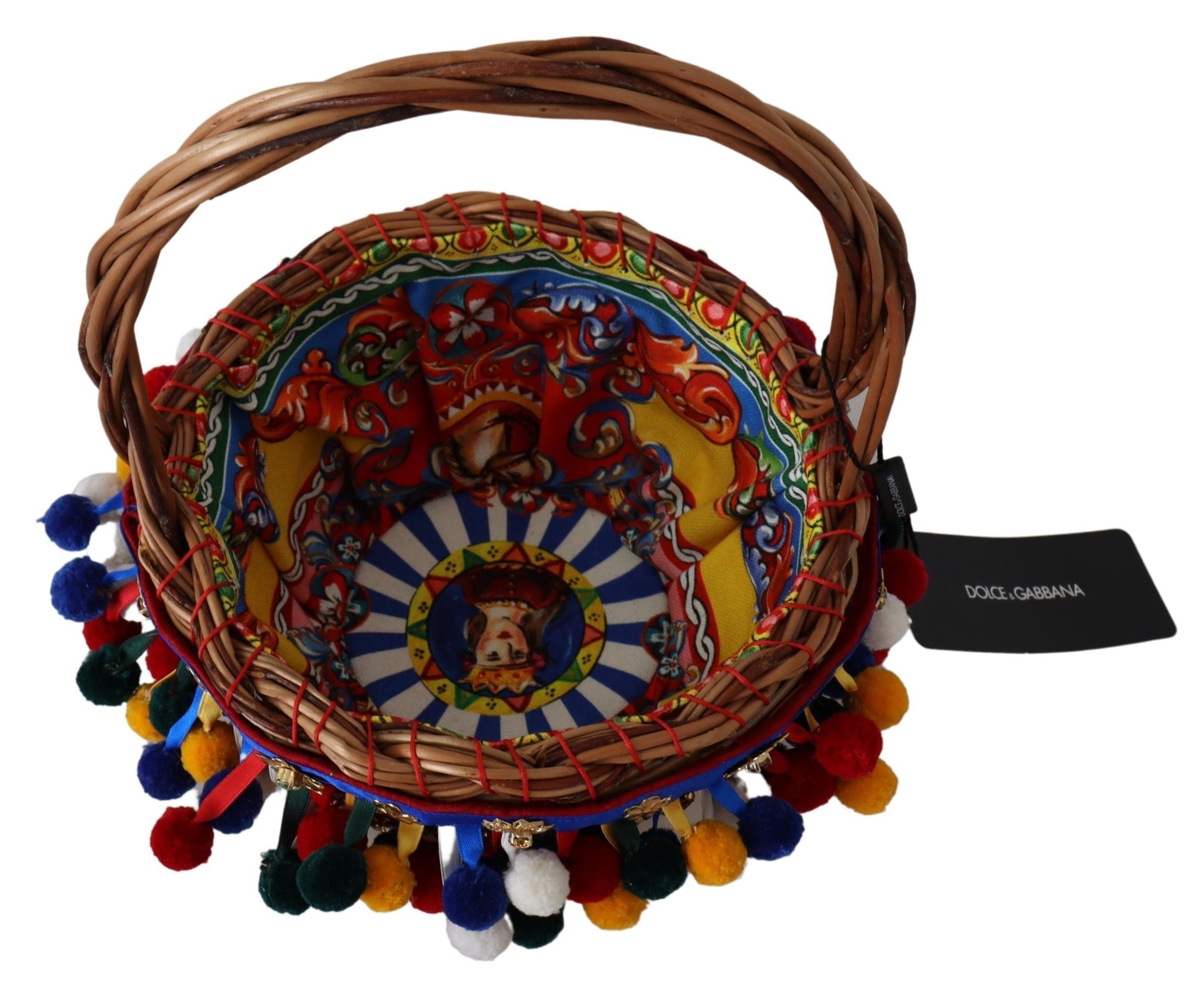 Dolce & Gabbana Çok renkli süslemeli hasır çanta